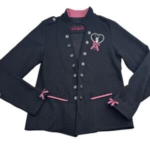 Hangowear Fleece Military Inspired Sequin Reindeer Holiday Blazer Women's S/M